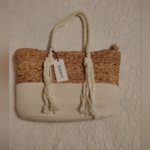 NWT Pia Rossini Natural & Cream Straw Beach Tote
